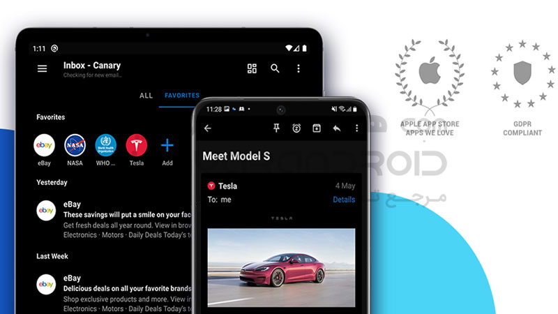 دانلود برنامه مشاهده ایمیل Canary Mail در اندروید